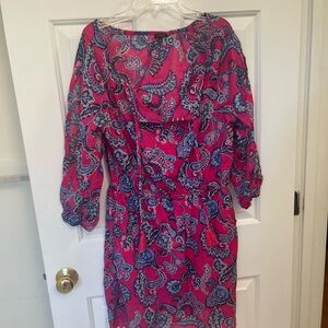 Talbots Pink Swim Coverup with Bishop Sleeves and Bateau Neckline